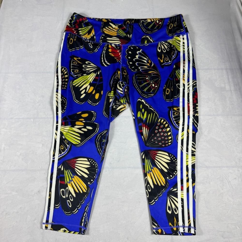 NWT Adidas x FARM Rio Butterfly 7/8 Training Legging Blue Gym Workout Sports 4X